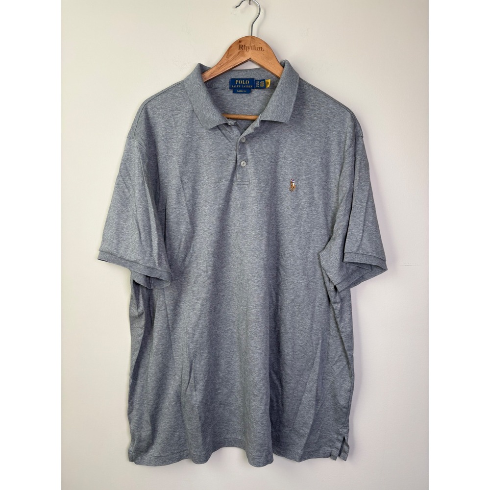 Polo Ralph Lauren Mens XXL Classic Fit Heather Gray Short Sleeve Polo Shirt